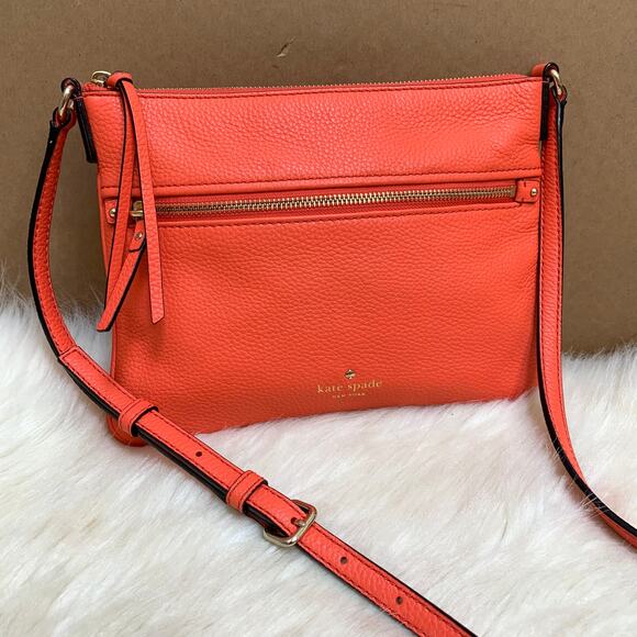 KATE SPADE New York Jackson St GABRIELE Pebbled Leather Crossbody in Warm Guava - Picture 1 of 16